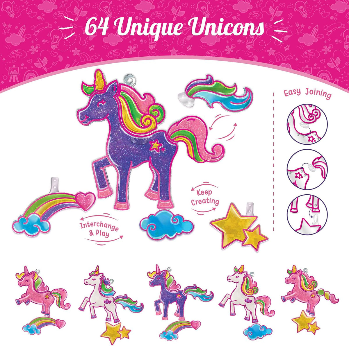 Imagimake - Arte de ventana - Princesa, sirena, unicornio 32 piezas...