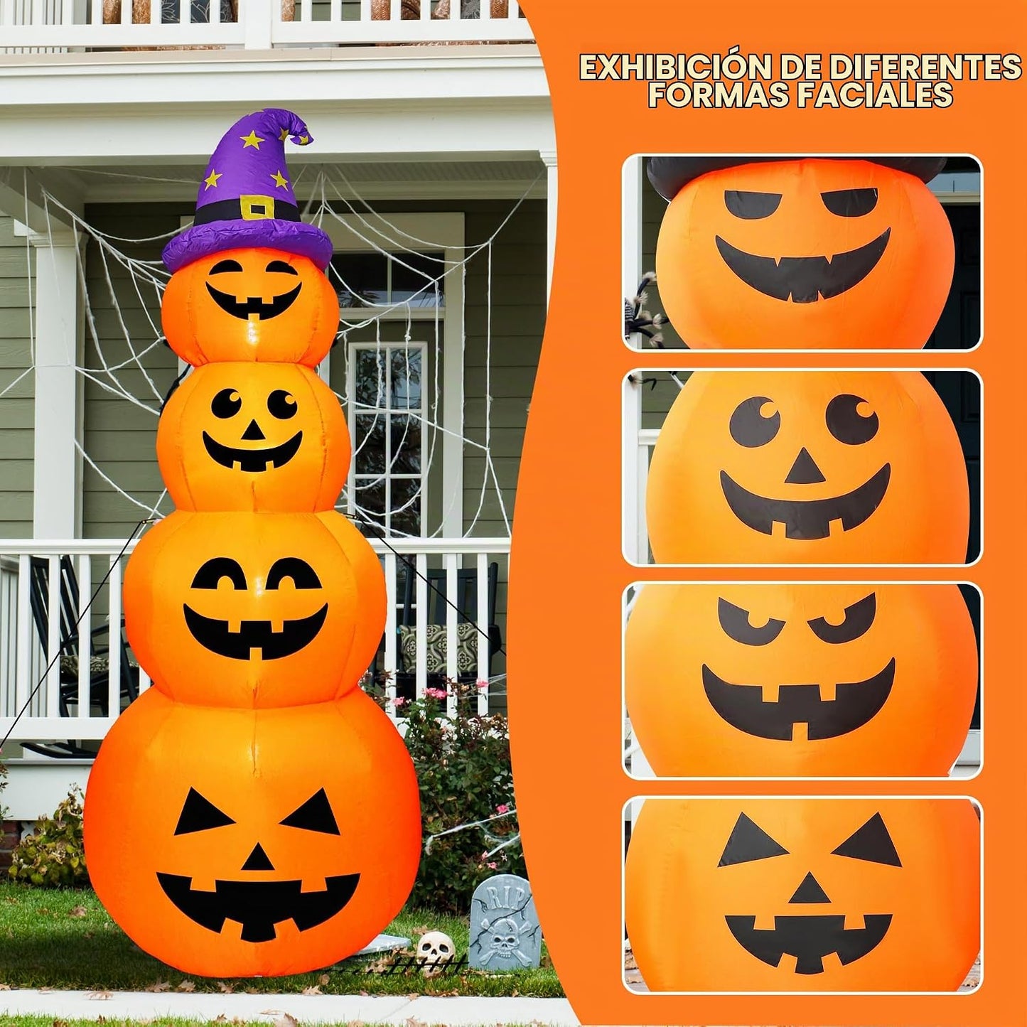 DearSun Calabazas inflables apiladas de Halloween de 8 pies de alto...