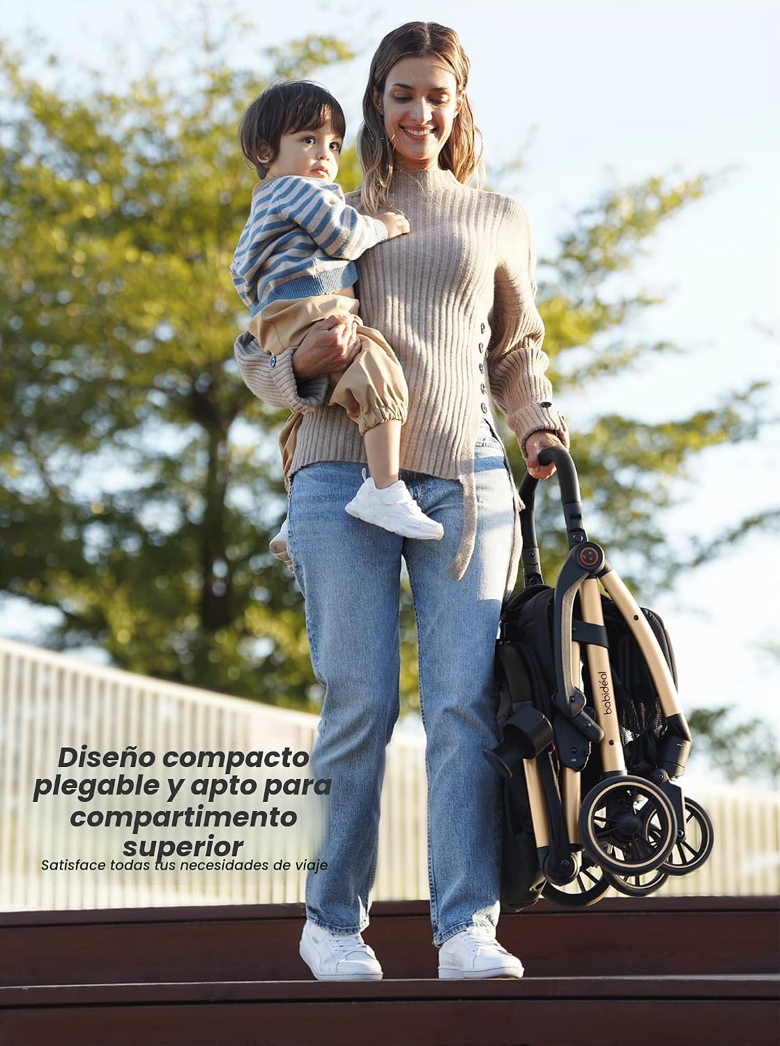 Babideal Cochecito de viaje ligero, auto plegable con almacenamient...