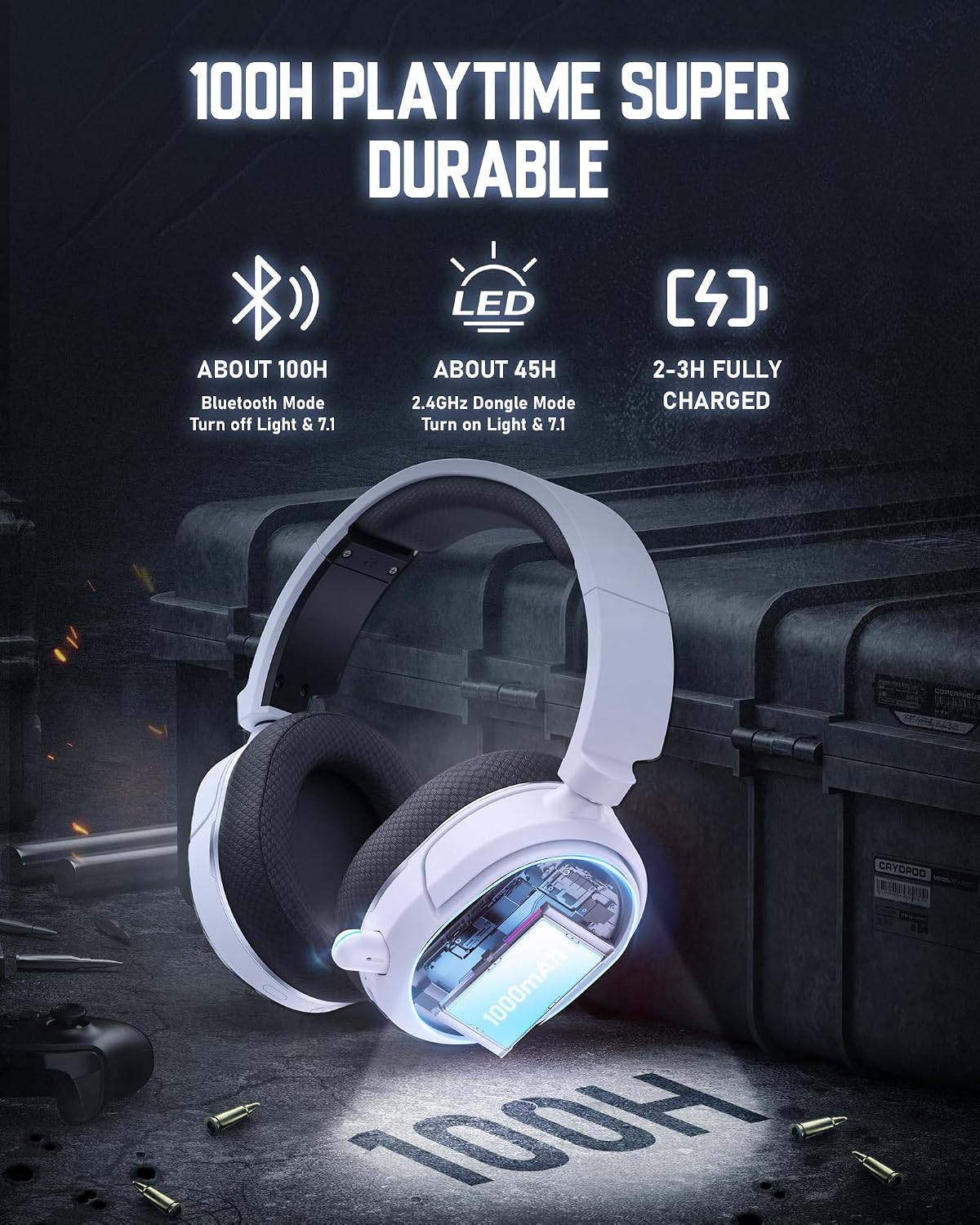 Auriculares inalámbricos para juegos, sonido envolvente 7.1, auricu...