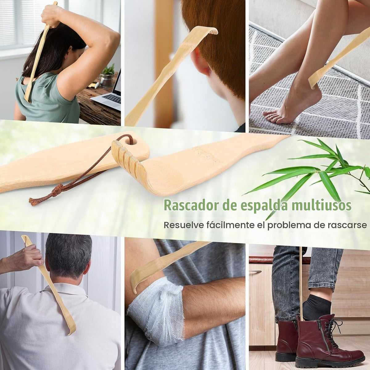 HOFASON Paquete de 3 Rascadores de Espalda de Bambú de Madera para...
