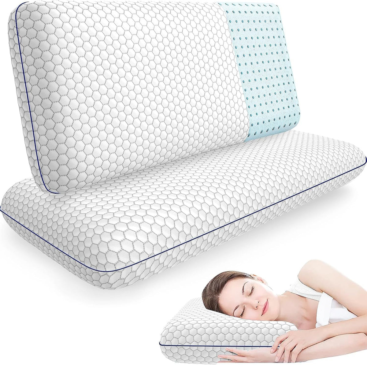 CushyOasis - Almohadas de espuma viscoelástica para dormir de lado,...