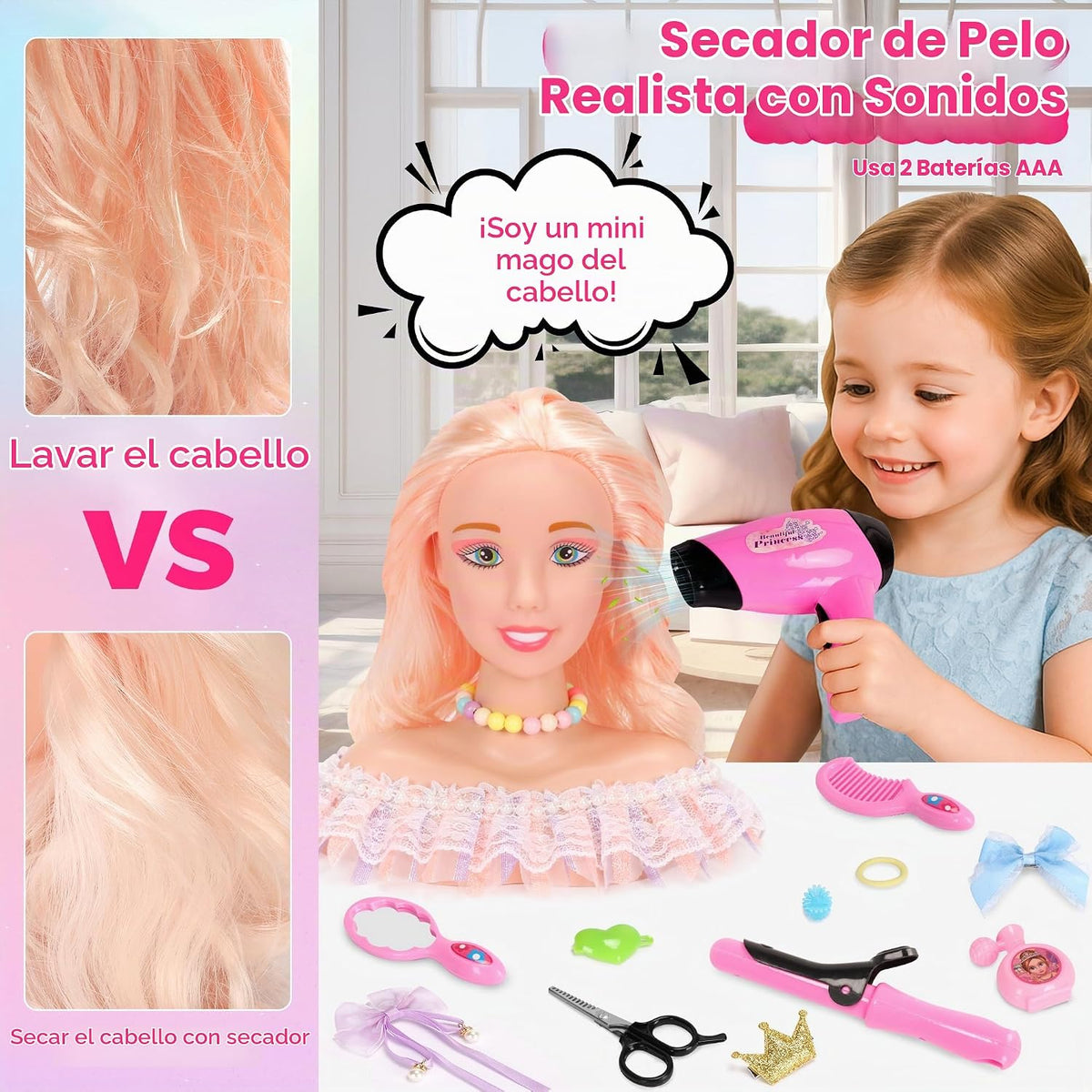 41 piezas de muñeca de lujo para niñas y niños, para maquillaje y p...