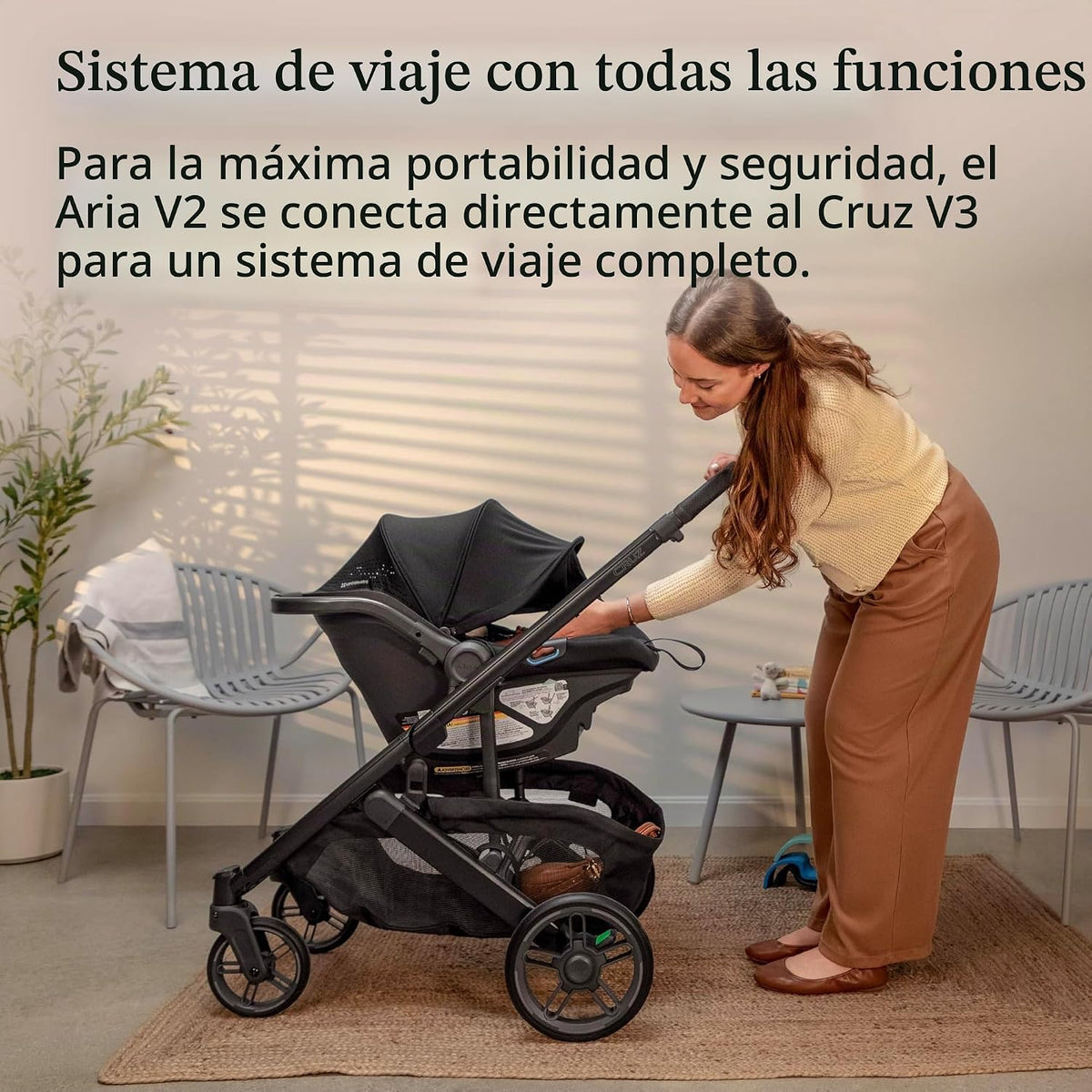 UPPAbaby Cruz V3 Cochecito + Aria V2 - Conjunto de sistema de viaje...