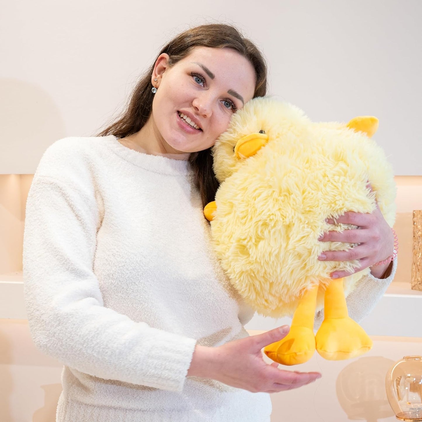 EEYQR Pato de peluche con peso, peluche suave de pato amarillo, aco...