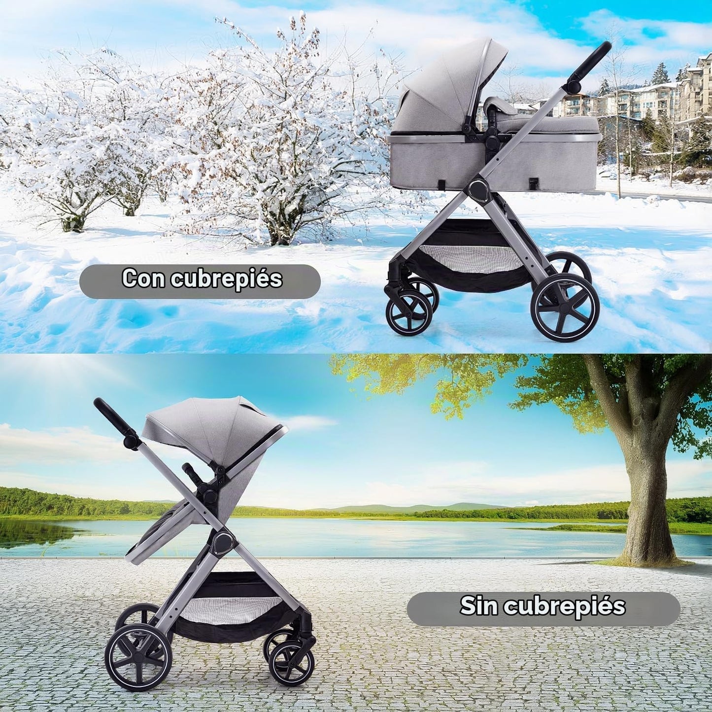 LORTSYBAB Cochecito de bebé 2 en 1, cochecito convertible para reci...