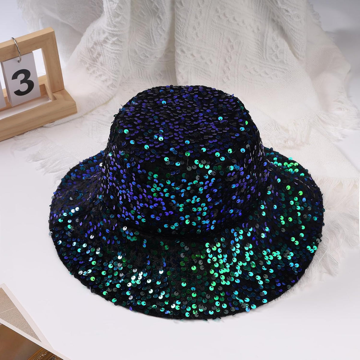 MILAKOO Sombrero de pescador con purpurina brillante con diamantes...