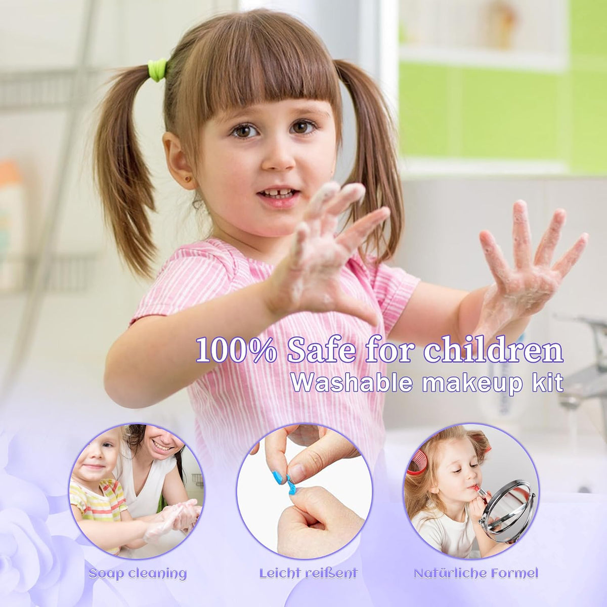Juegos de maquillaje para niñas - Kit de maquillaje lavable real pa...