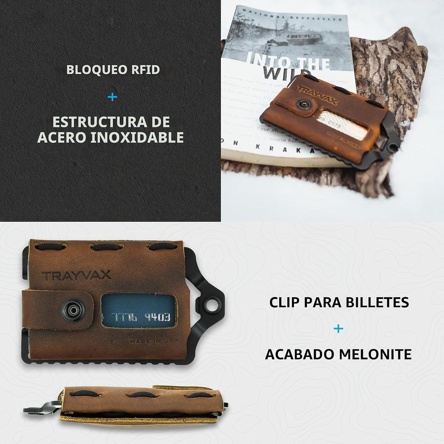 Trayvax Element Wallet, RFID bolsillo frontal para tarjetas de créd...