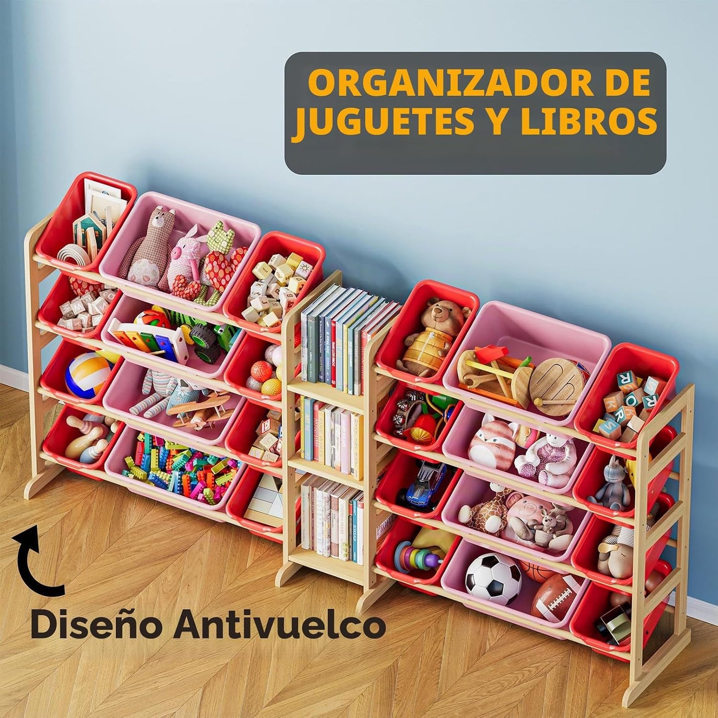 SpaceAid Organizador grande de almacenamiento de juguetes con 24 co...