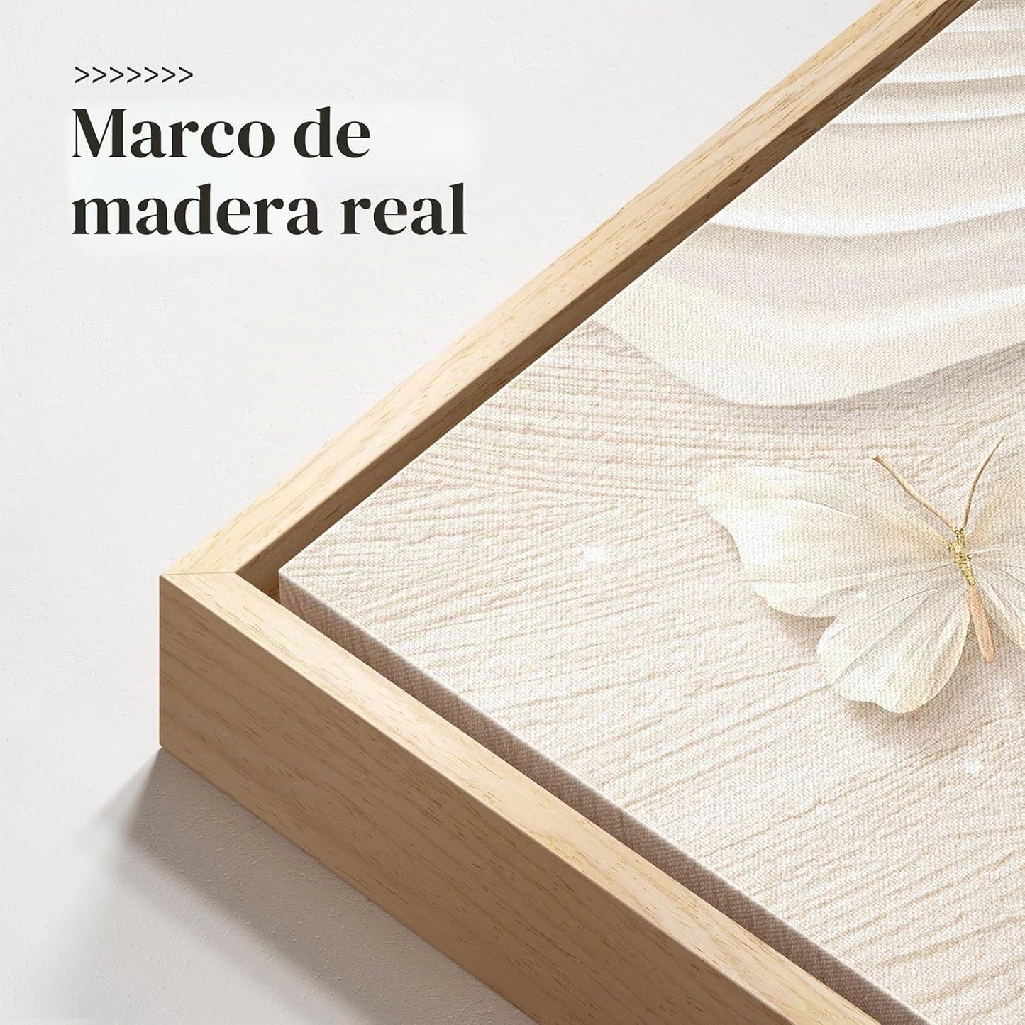 Arte de pared abstracto neutro con marco grande para sala de estar,...