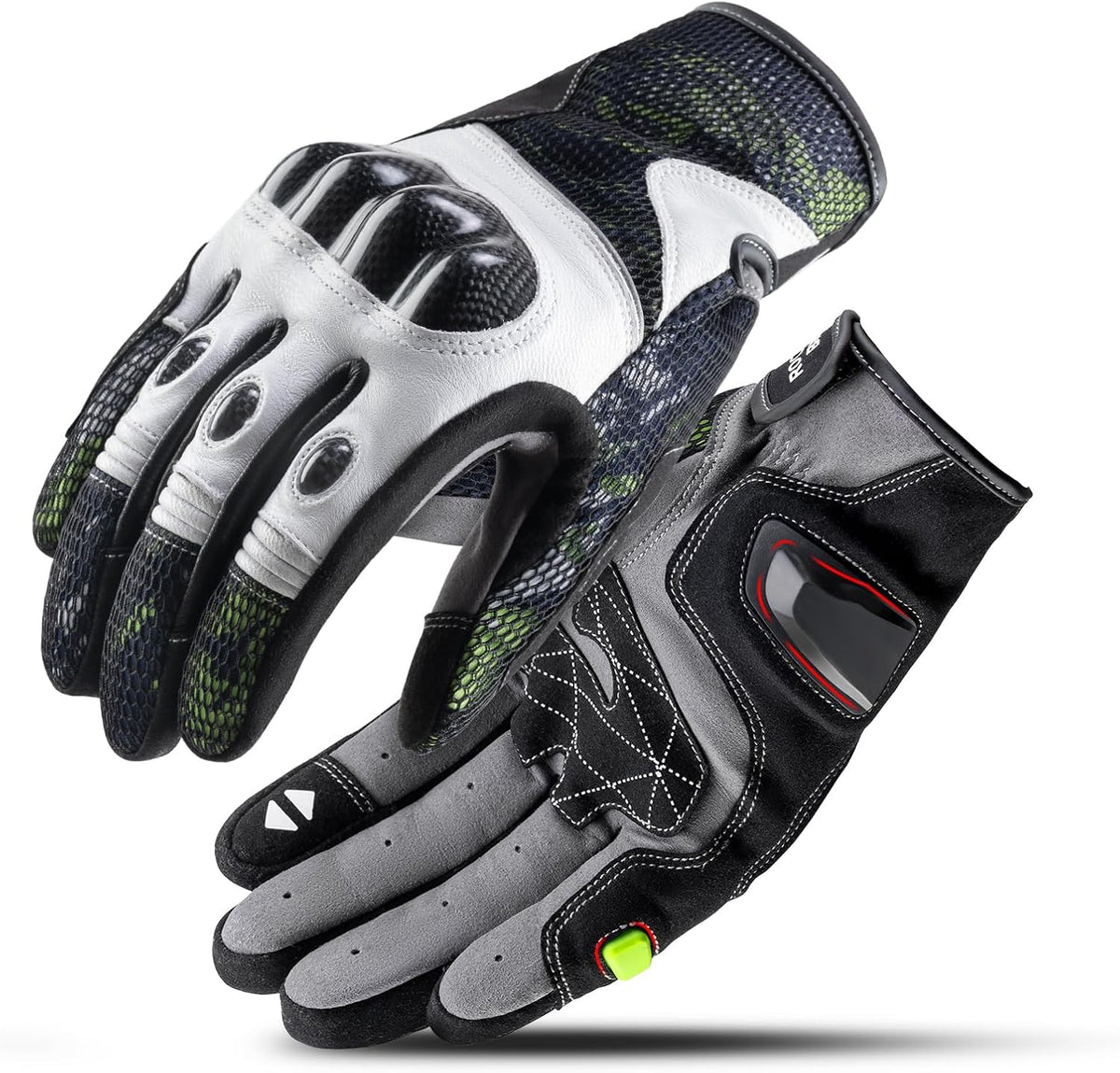 ROCKBROS Guantes de cuero para motocicleta para hombre, protección...