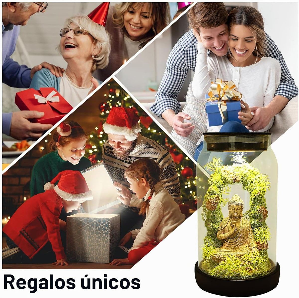 Estatua solar de Buda de jardín para decoración del hogar, luces so...