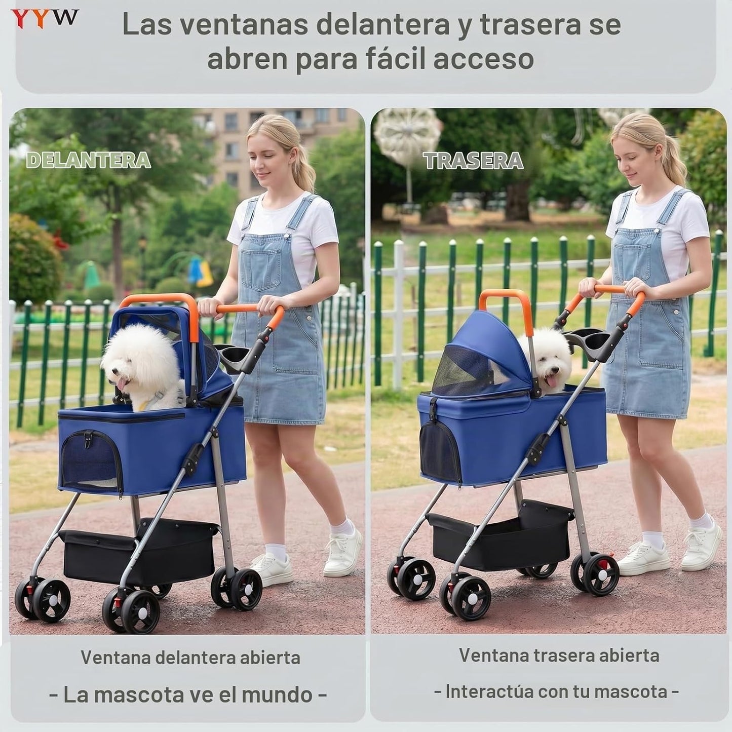 YYW Cochecito para mascotas para perros y gatos pequeños, 3 en 1 pl...