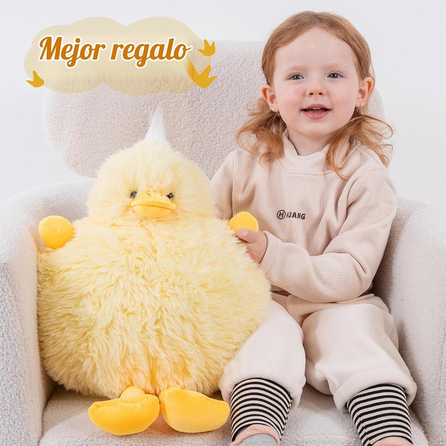 EEYQR Pato de peluche con peso, peluche suave de pato amarillo, aco...
