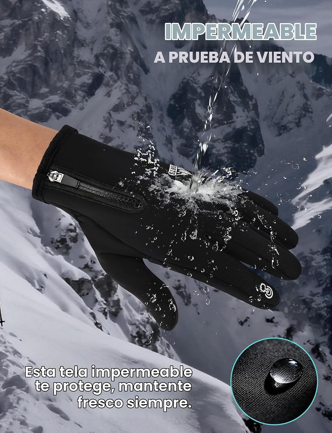 AURUZA - Guantes de invierno con cremallera para hombre y mujer, gu...