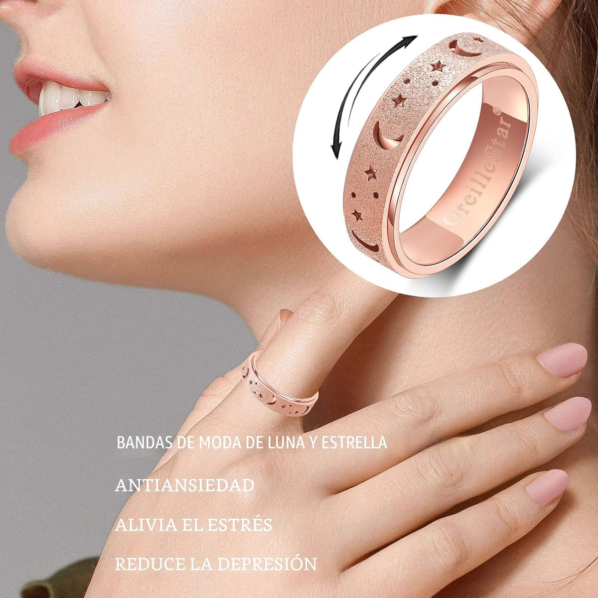 Anillo de Ansiedad para Mujeres Anillo Giratorio Anillo Fidget Jugu...