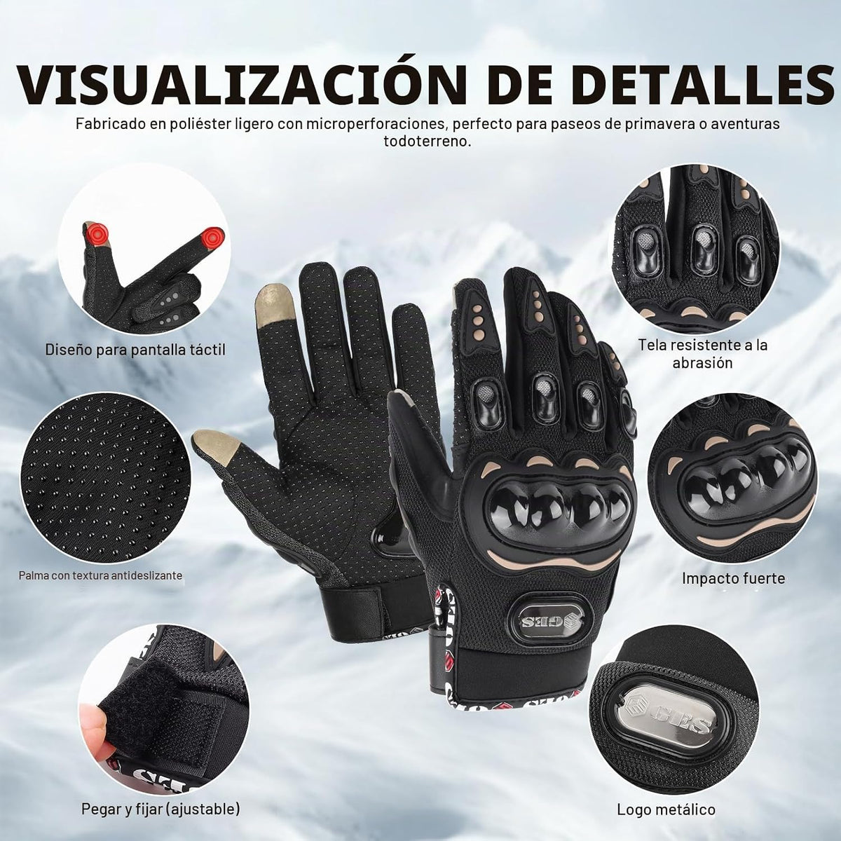 GES Guantes de motocicleta para hombre, para pantalla táctil, antid...