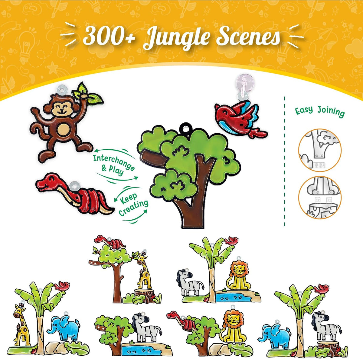 Imagimake Arte de ventana - Jungle, kit de atrapasoles de 16 piezas...