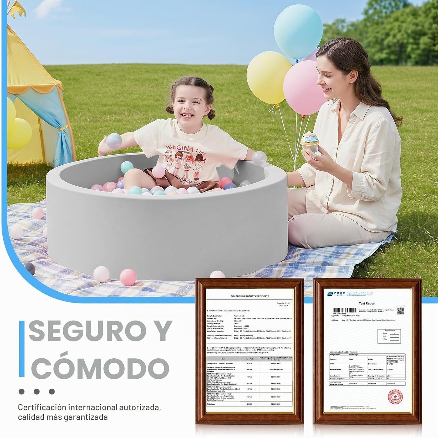 SHJADE Piscina de Pelotas de Espuma, 35.4"x 11.8" Piscinas...