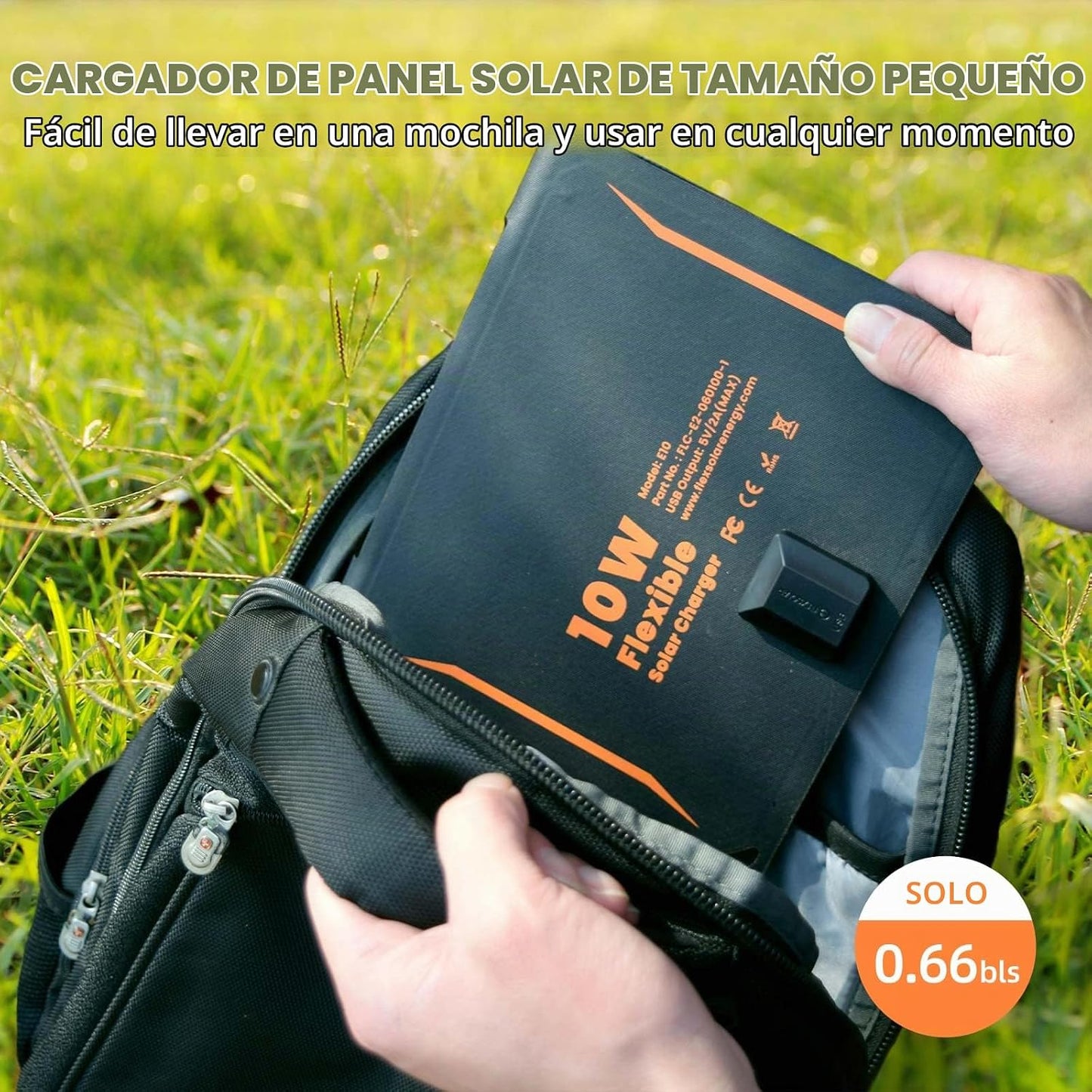 FlexSolar 10W Cargadores solares portátiles 5V USB pequeños, panele...