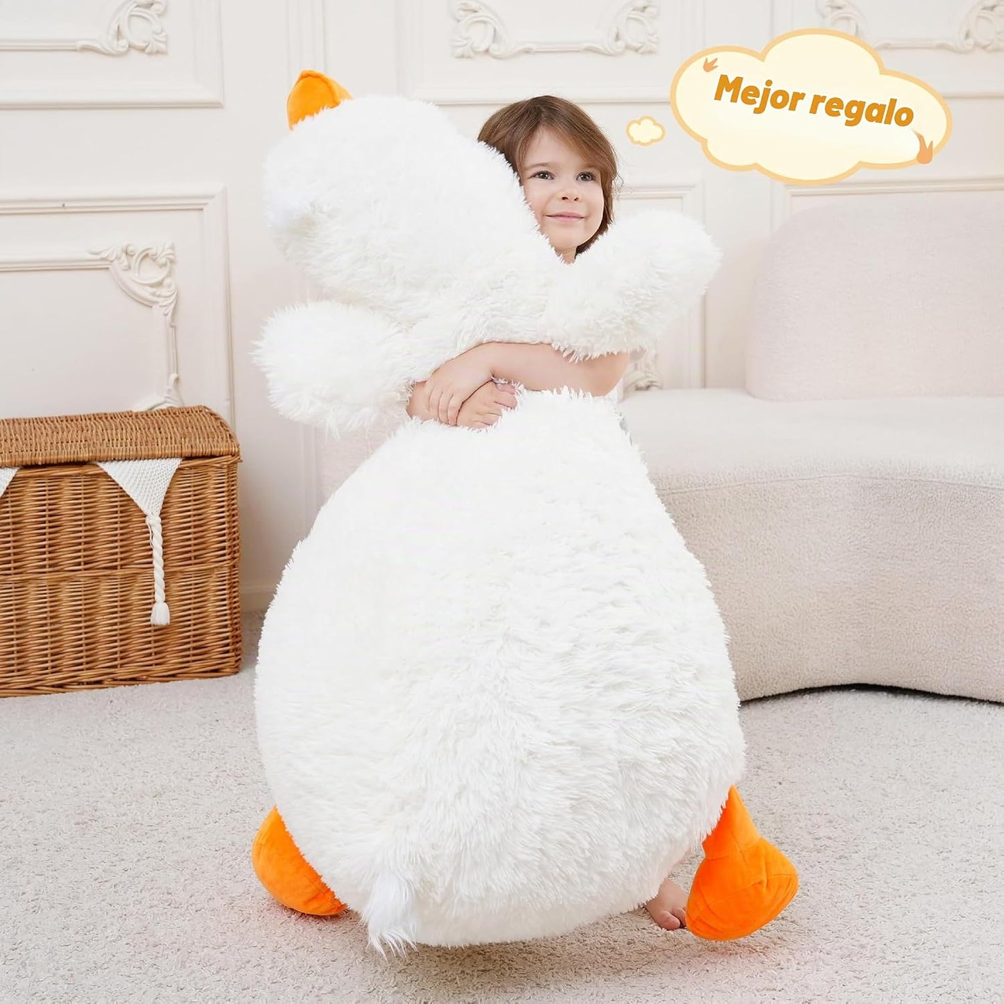 Jrystar Animales de peluche de pato blanco gigante de 43 pulgadas,...