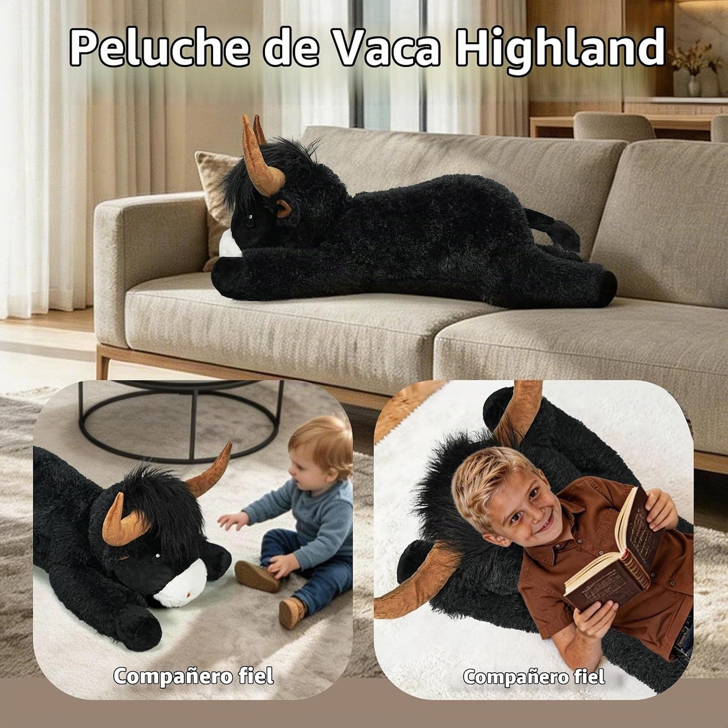 Ksidzas Peluche de vaca gigante de las tierras altas de 39 pulgadas...