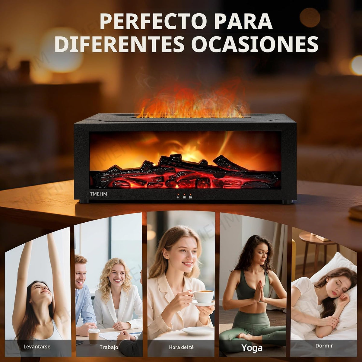 TMEHM Humidificador difusor de aire con llama de chimenea, difusor...