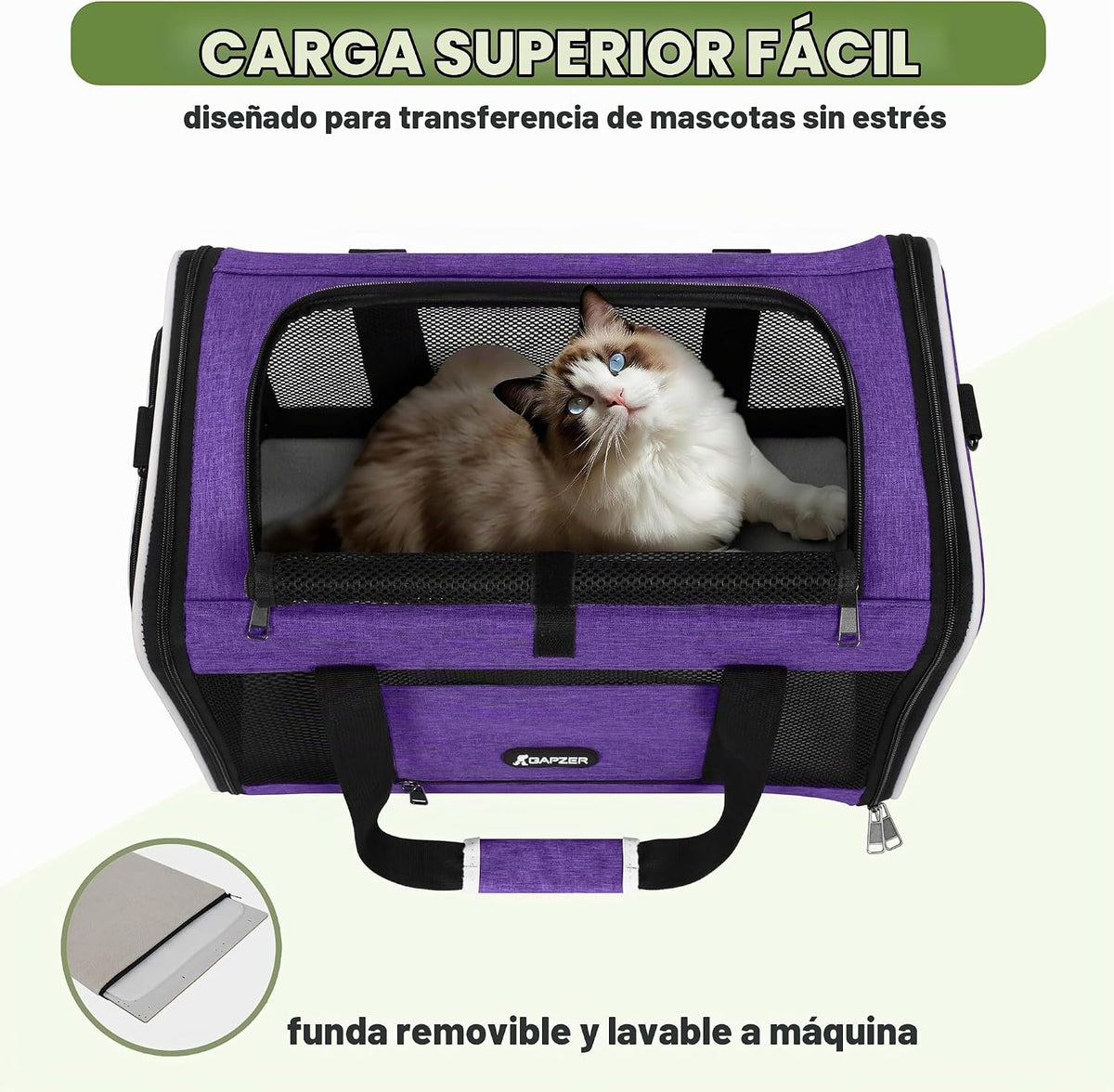 GAPZER - Transportador de mascotas para gatos de 18 x 11 x 11 pulga...