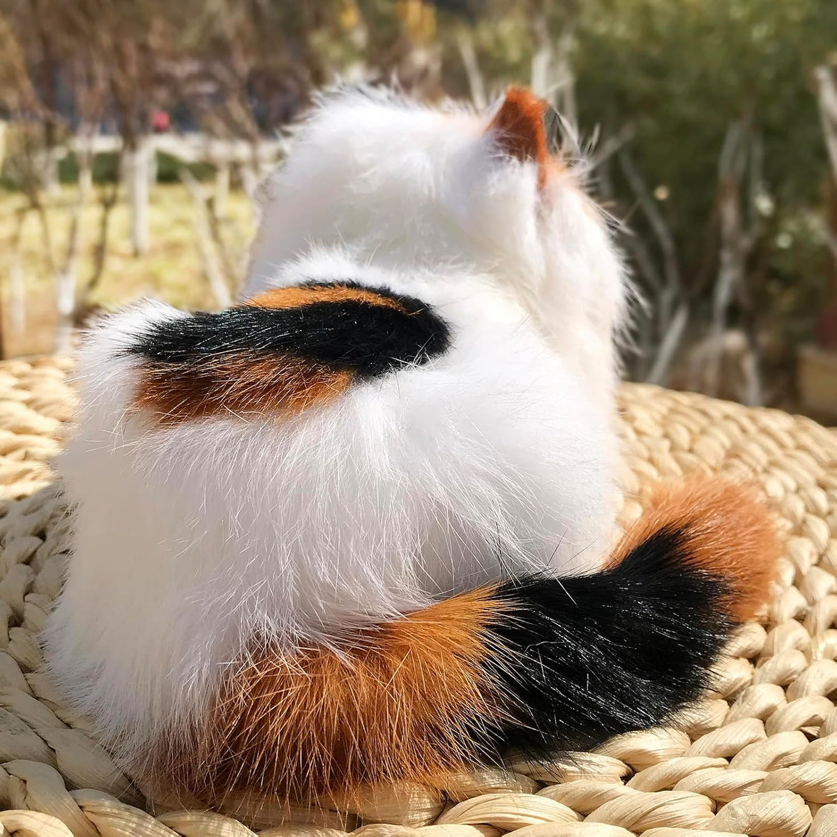 Figura realista de gato calicó para bebé, estatua de gatito peludo...