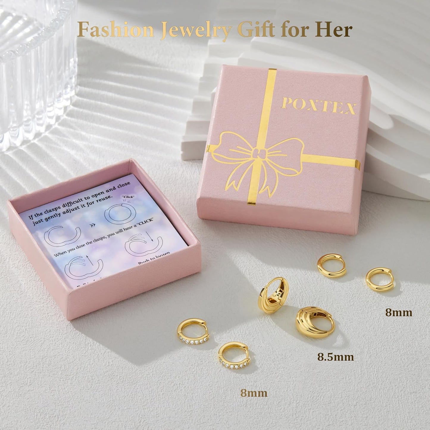 Poxtex - Set de arracadas pequeñas de plata de ley para mujer, chap...