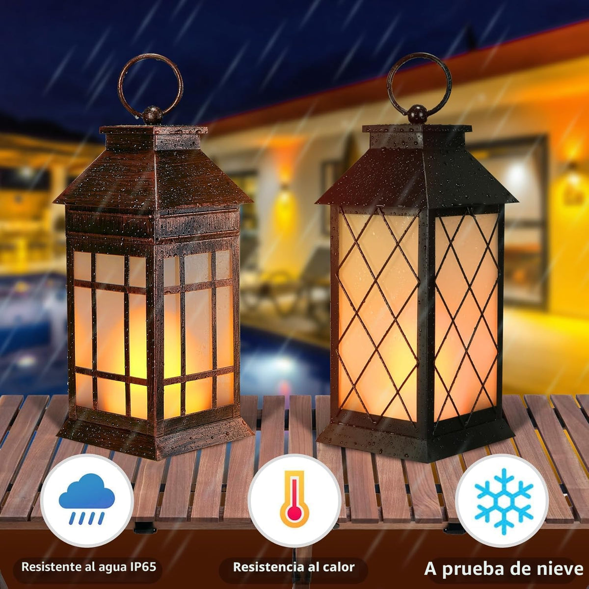Faroles solares de vidrio de 18 pulgadas impermeables para exterior...