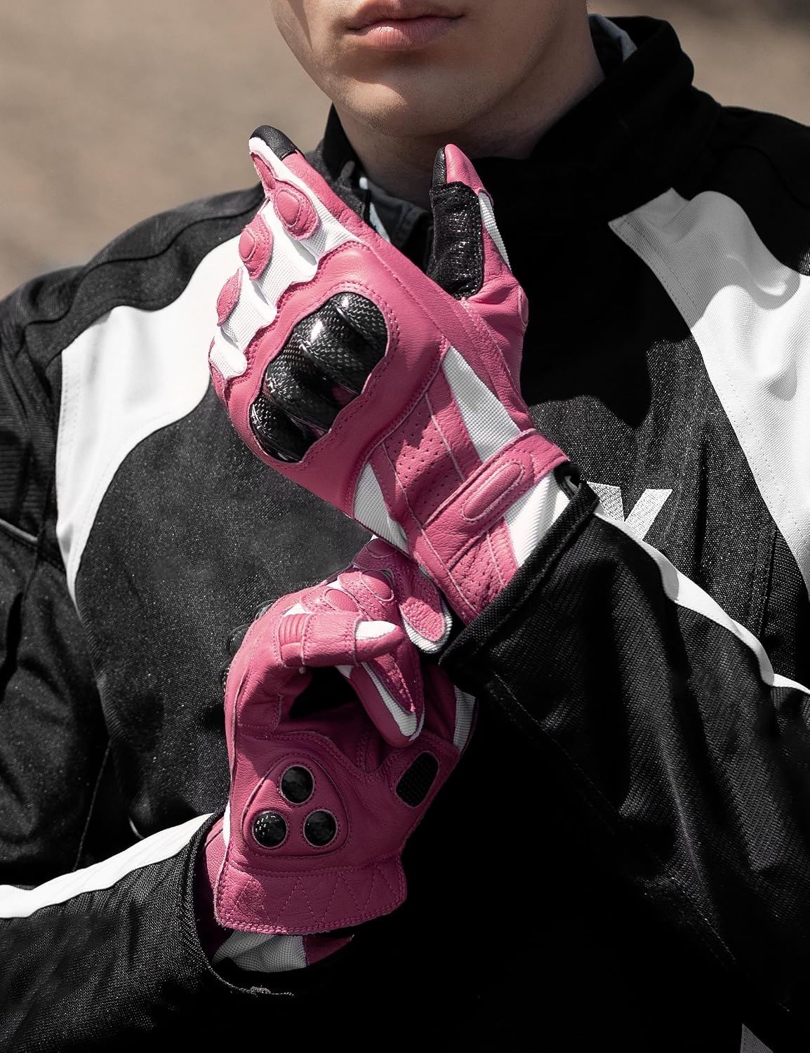 INBIKE - Guantes de moto de piel con nudillos duros y pantalla táct...