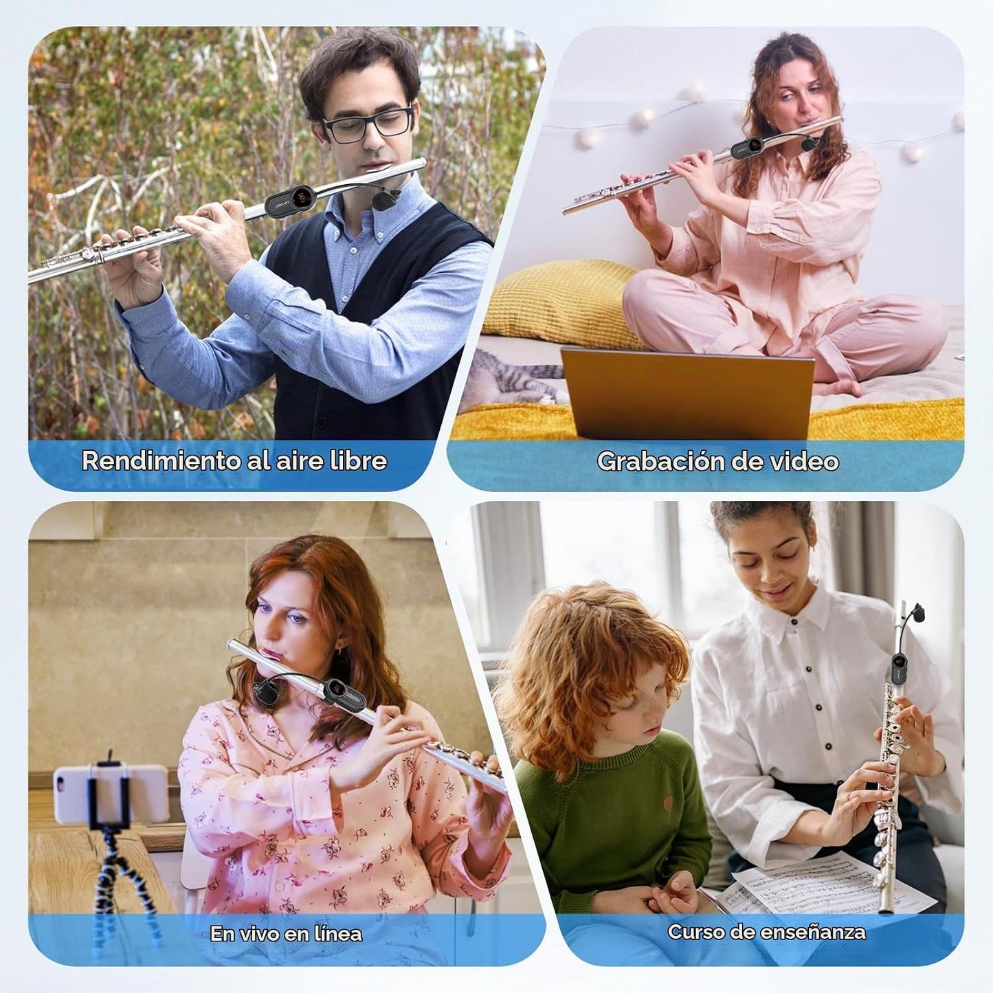 Lococo UHF Wireless Flute Microphone System: Instrumentos de música...