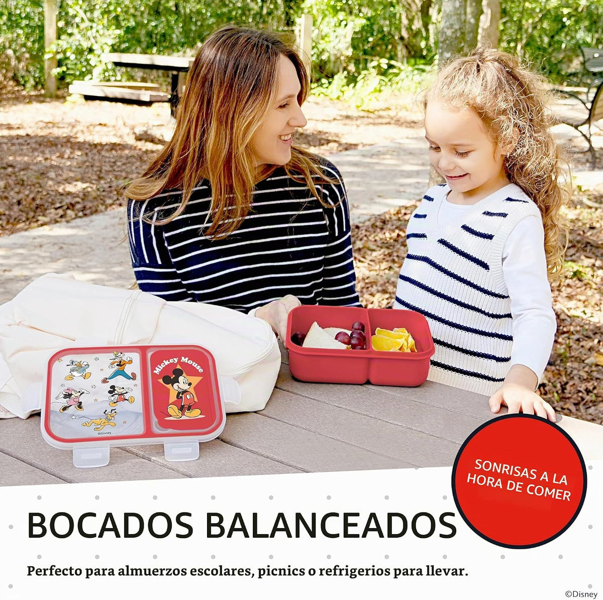 Disney Mickey Bento Box para niños, compartimentos divididos, a pru...