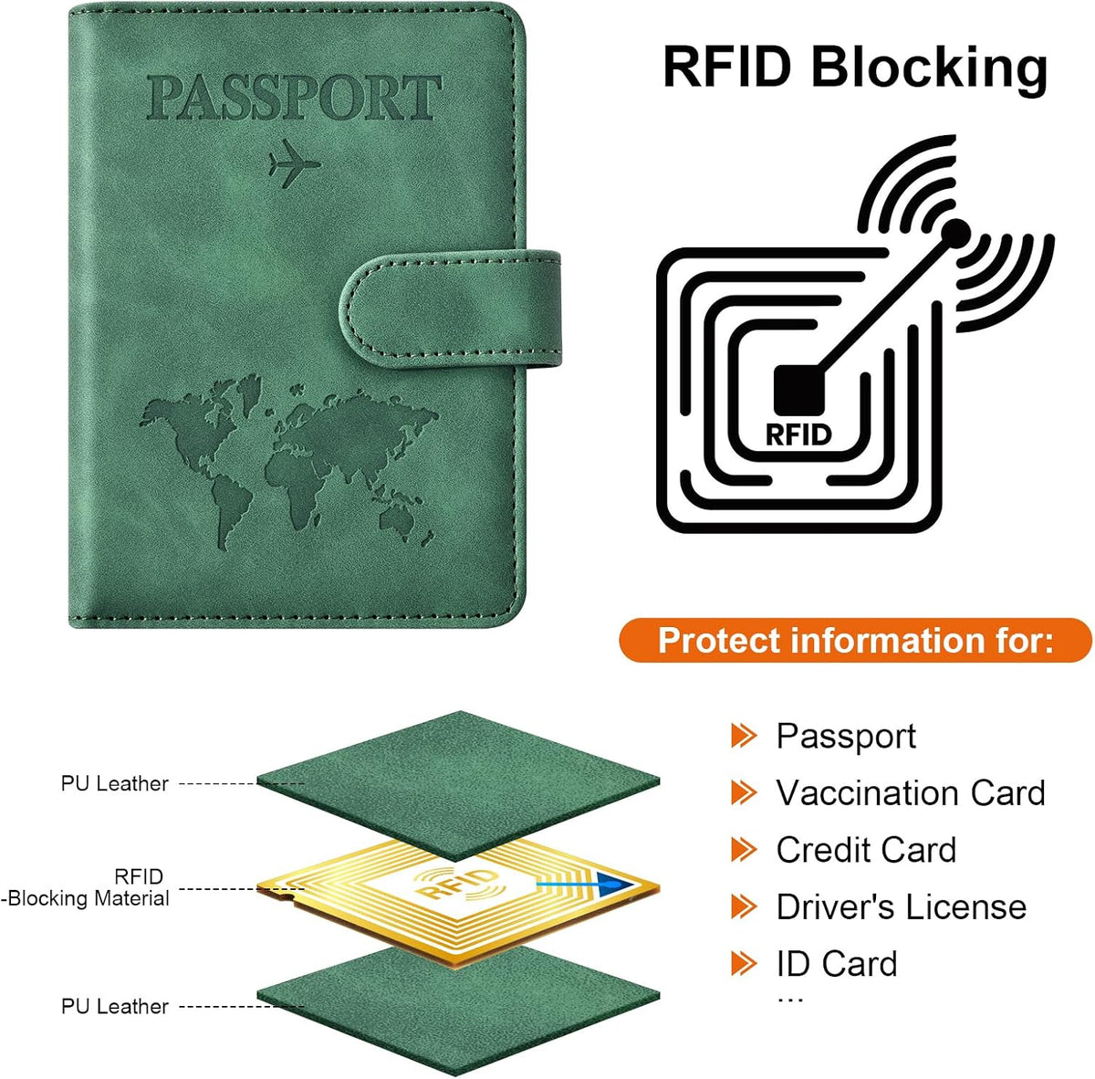 Combo de tarjetero para pasaporte y vacuna, soporte para pasaporte...