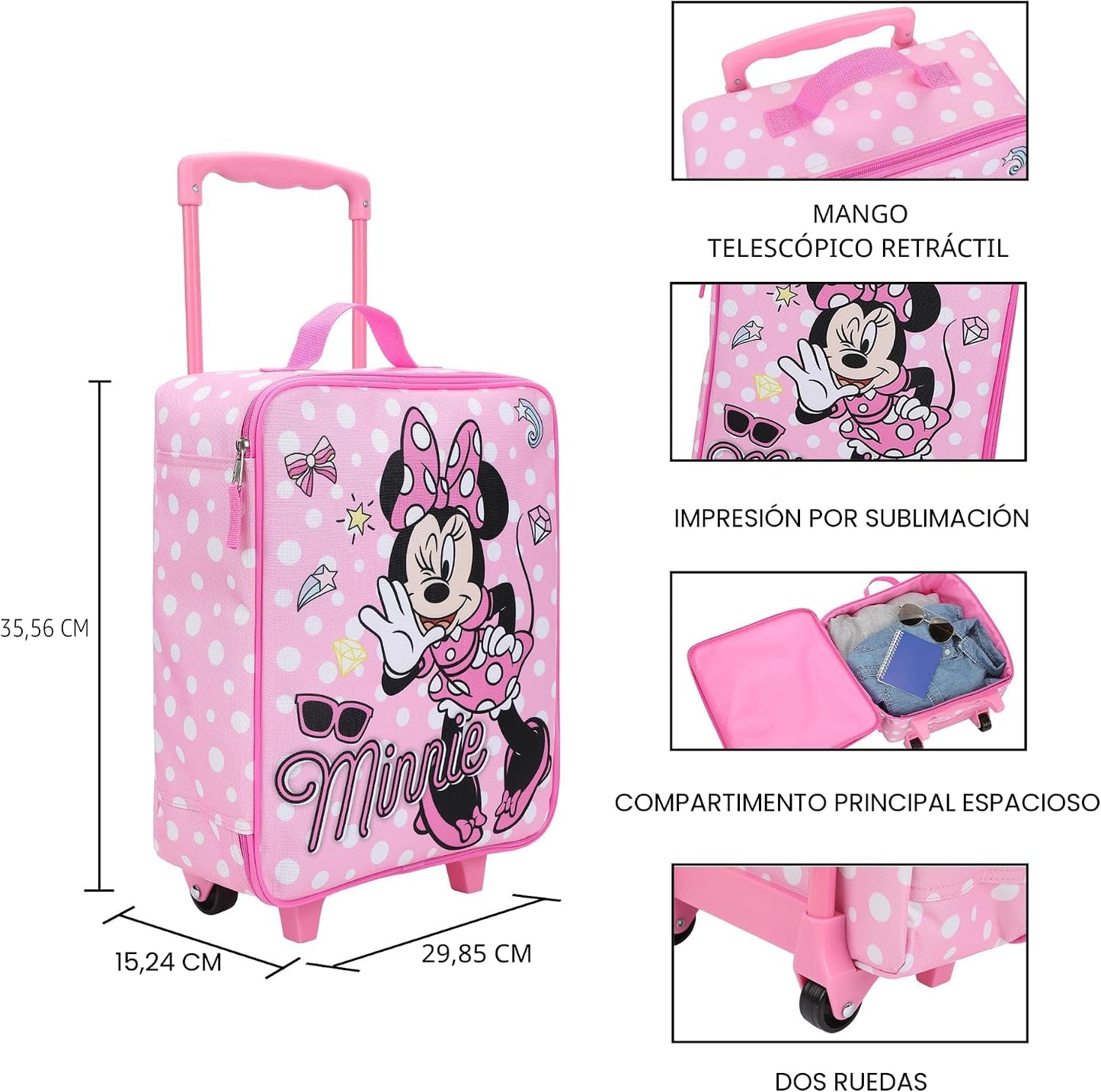 Disney Minnie Mouse - Gafas de sol y lazos, 14 pulgadas, color rosa
