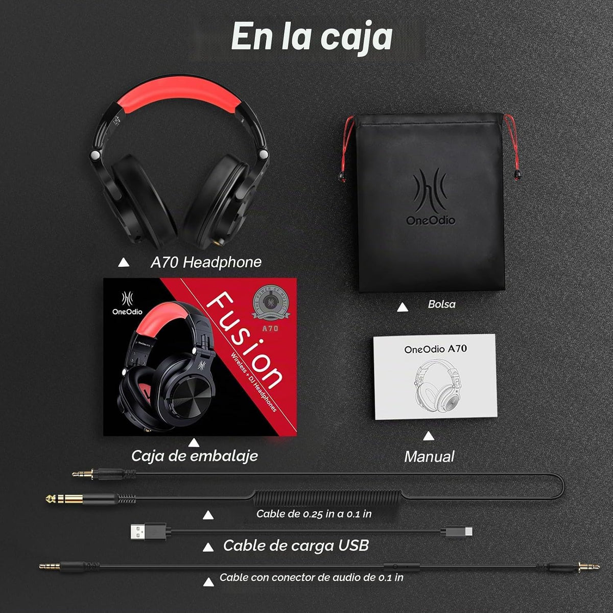 OneOdio A70 Auriculares Bluetooth de alta resolución con orejeras,...