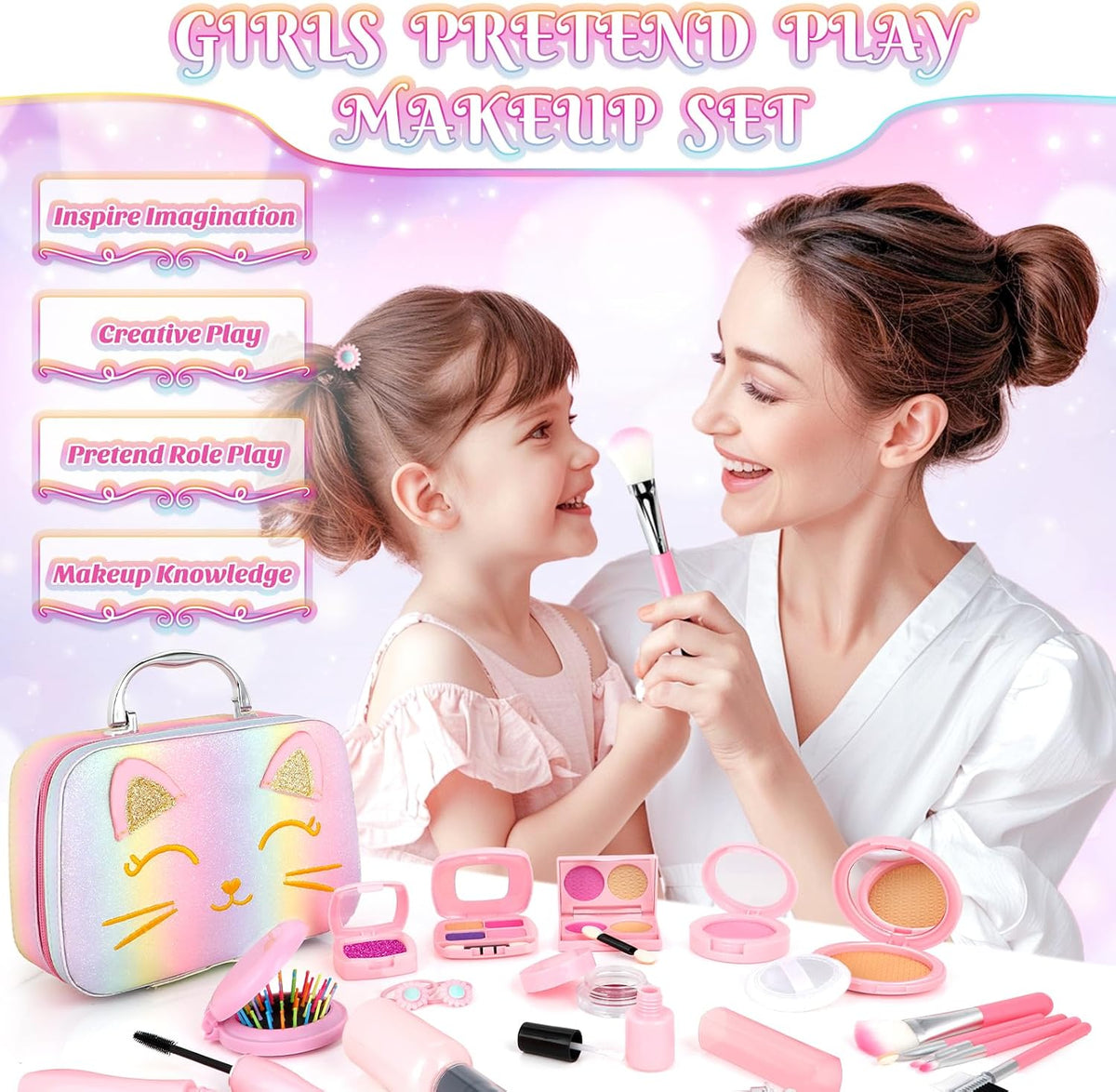 Maquillaje de simulación para niños pequeños, juego de maquillaje d...
