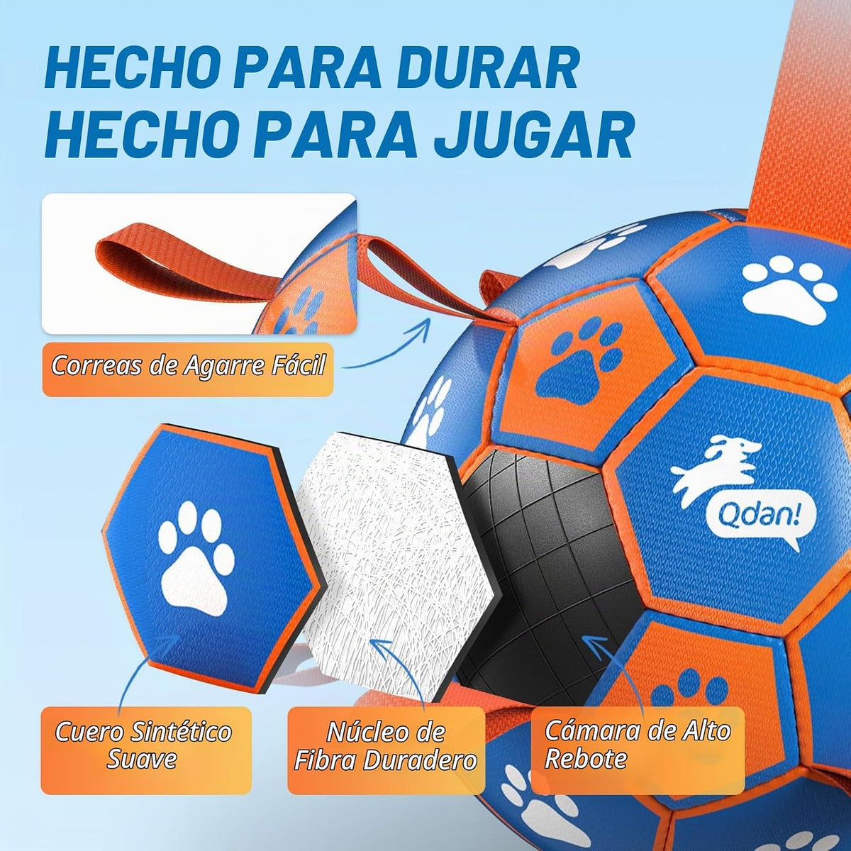QDAN Juguetes de cuerdas para perros, pelota de fútbol con correas,...