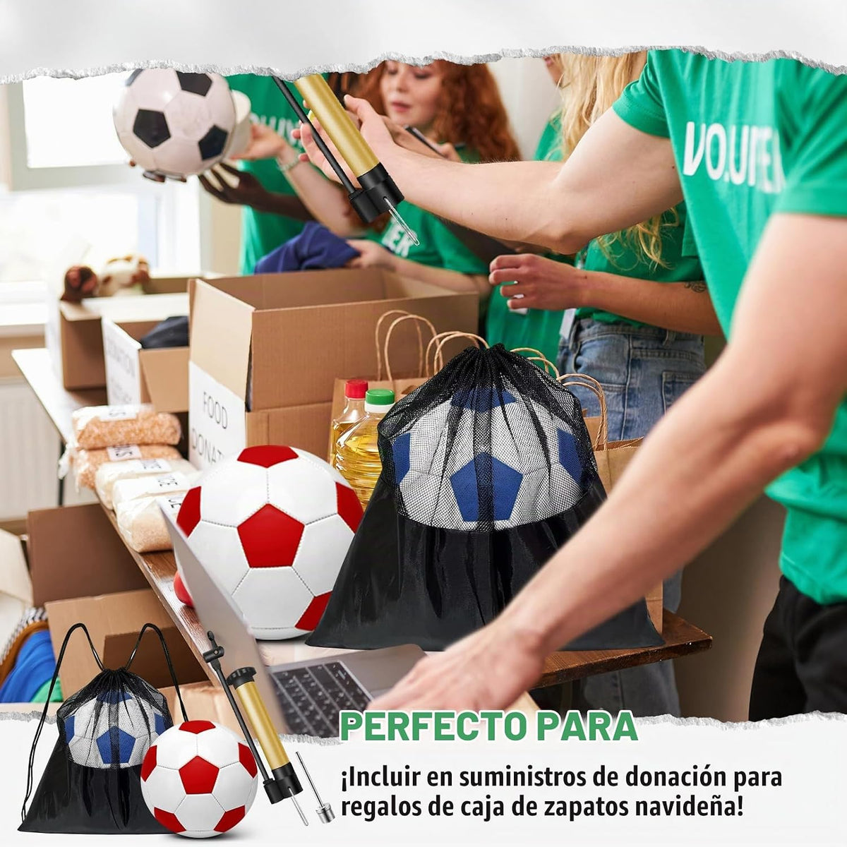yasuwekik Paquete de 2 pelotas de fútbol desinfladas con bomba para...