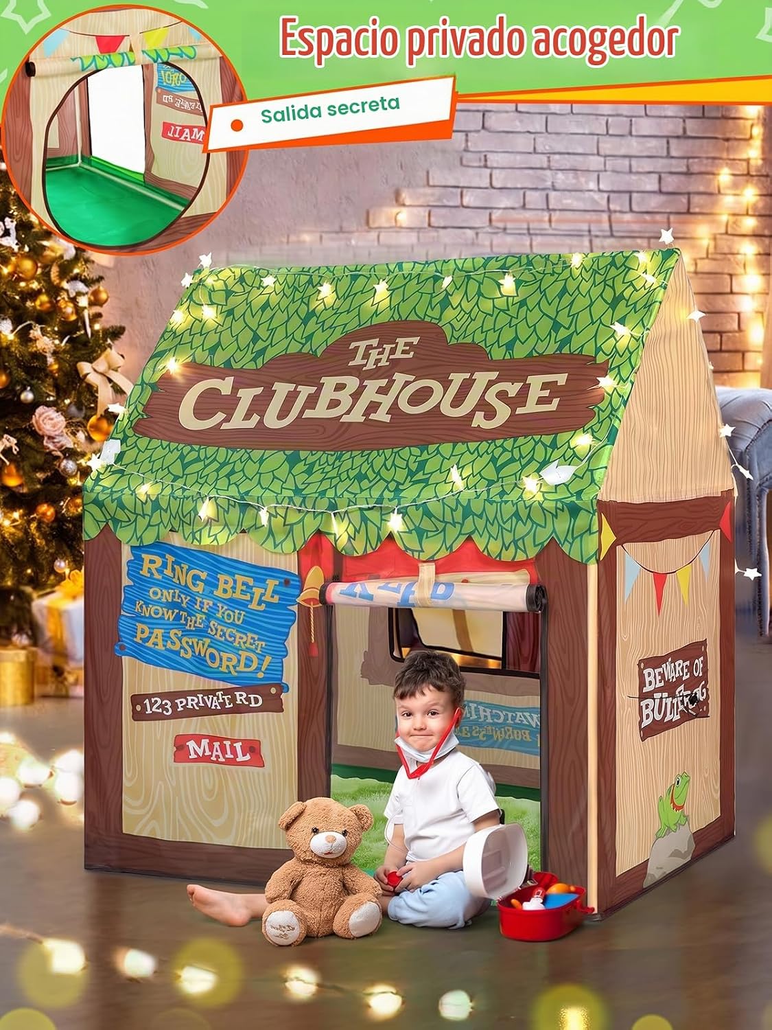 Tienda de campaña para niños pequeños con luces de estrella, casa d...