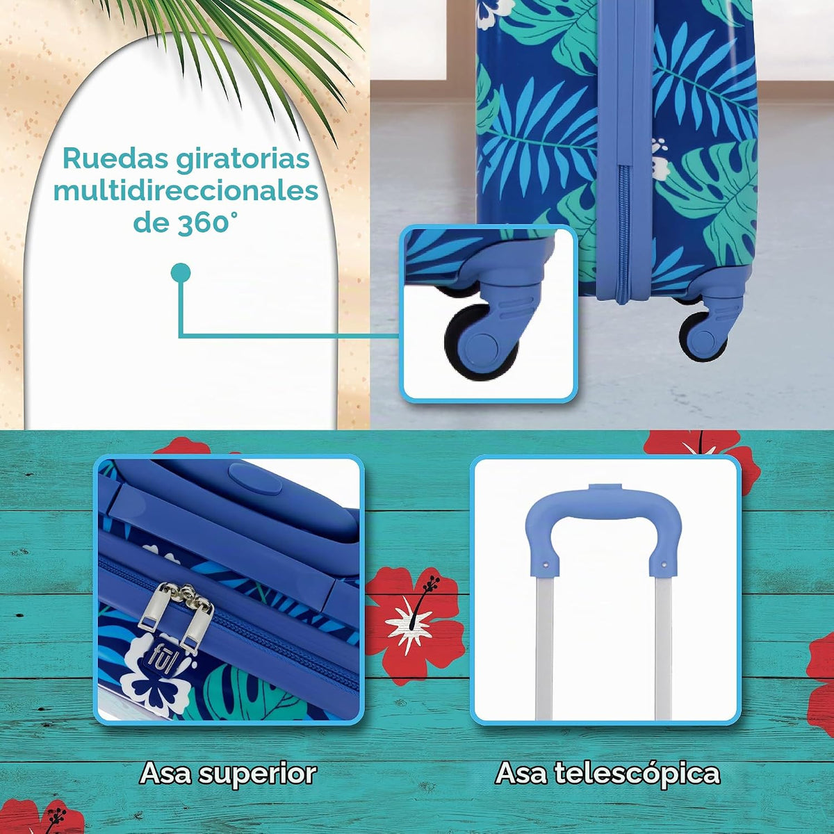 FUL Disney Stitch - Equipaje de mano para niños, 21 pulgadas, color...