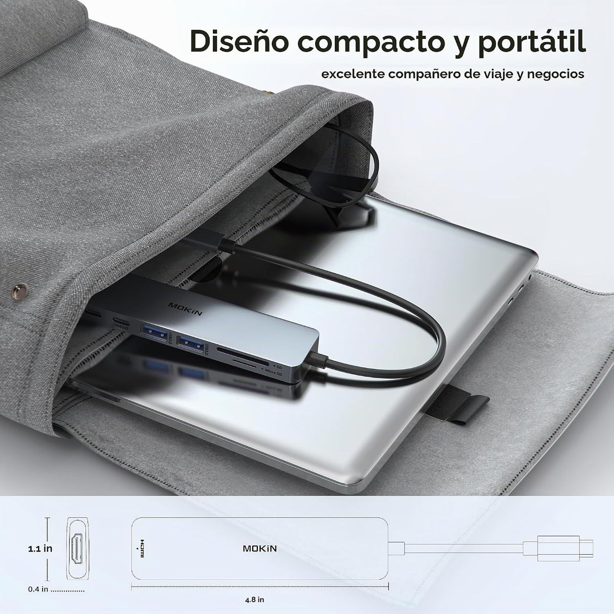MOKiN Adaptador HDMI USB C Hub, dongle 7 en 1 con lector de tarjeta...