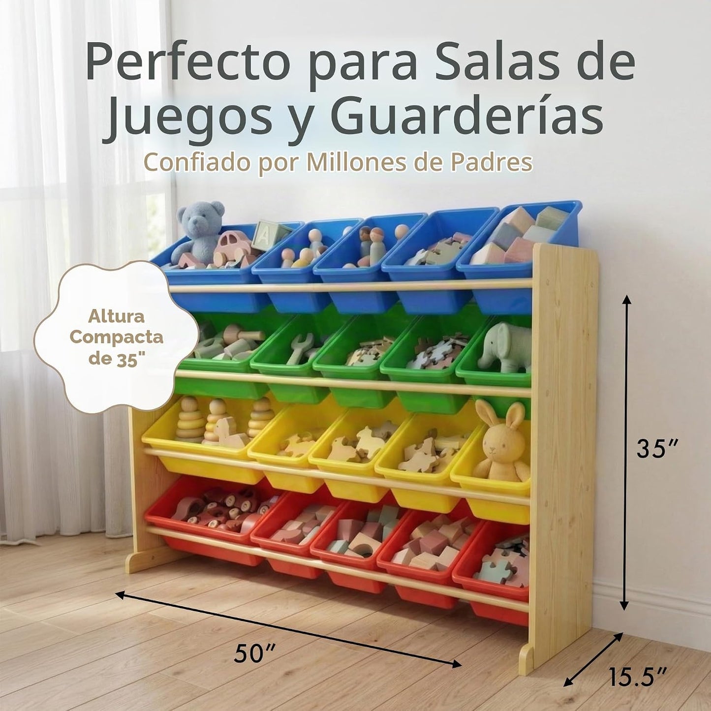 Humble Crew Organizador de juguetes para niños con 20 contenedores,...