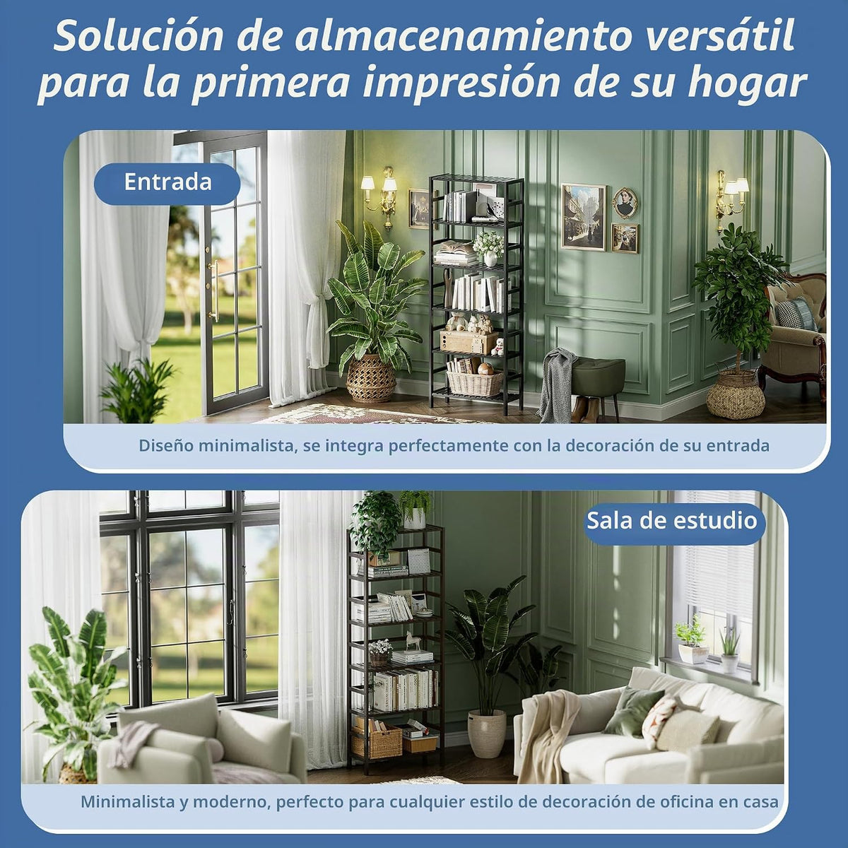 HITNET Estantería de bambú, estantería abierta de 6 niveles con est...