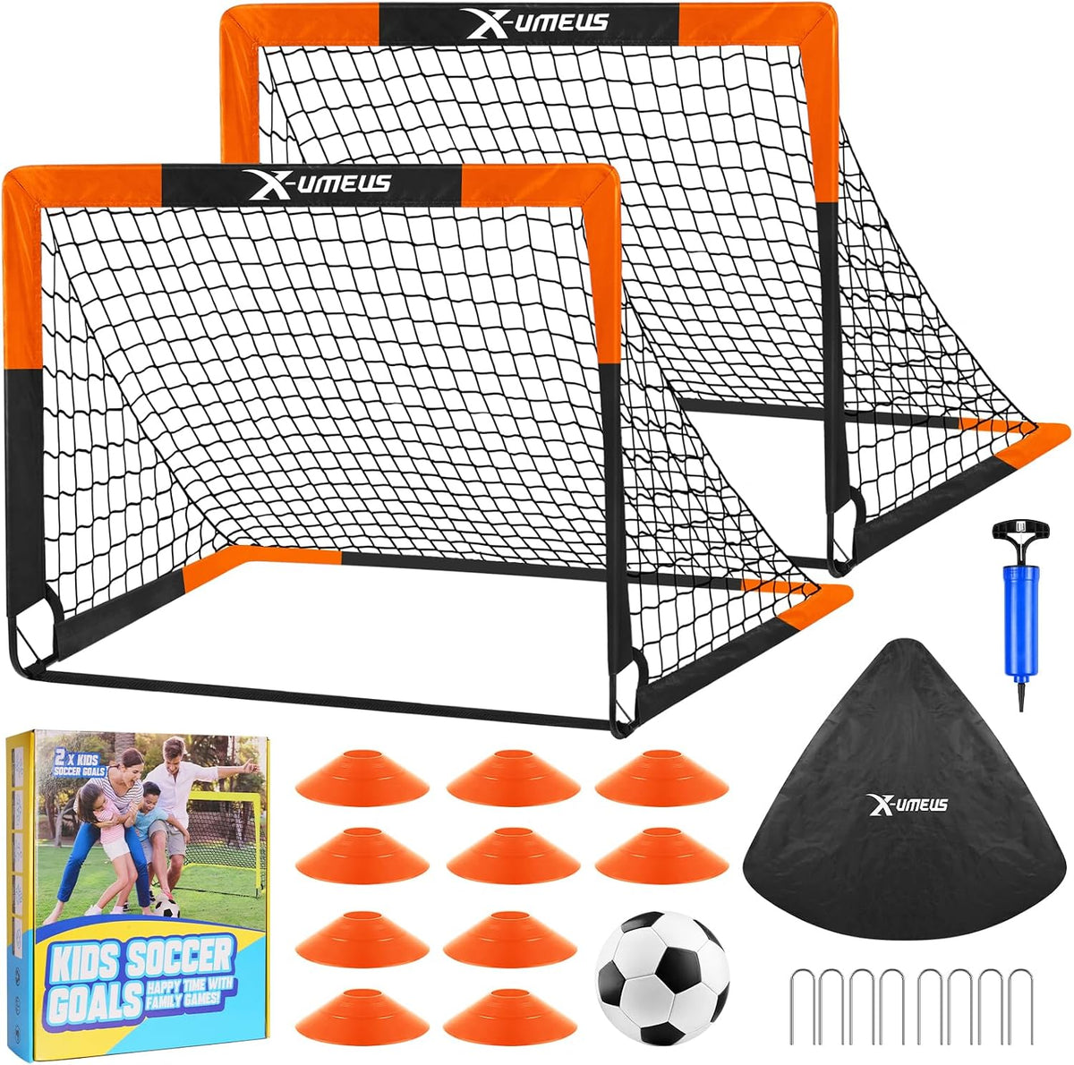 Porterías de fútbol para niños para patio trasero, juego de 2, 4 x...
