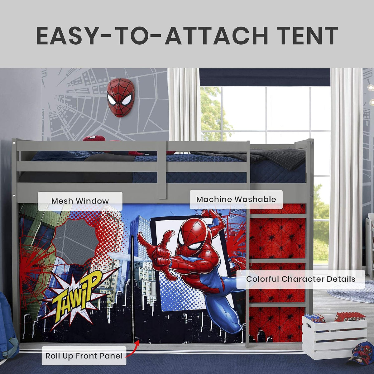 Delta Children Spider-Man - Juego de cortinas para cama baja indivi...