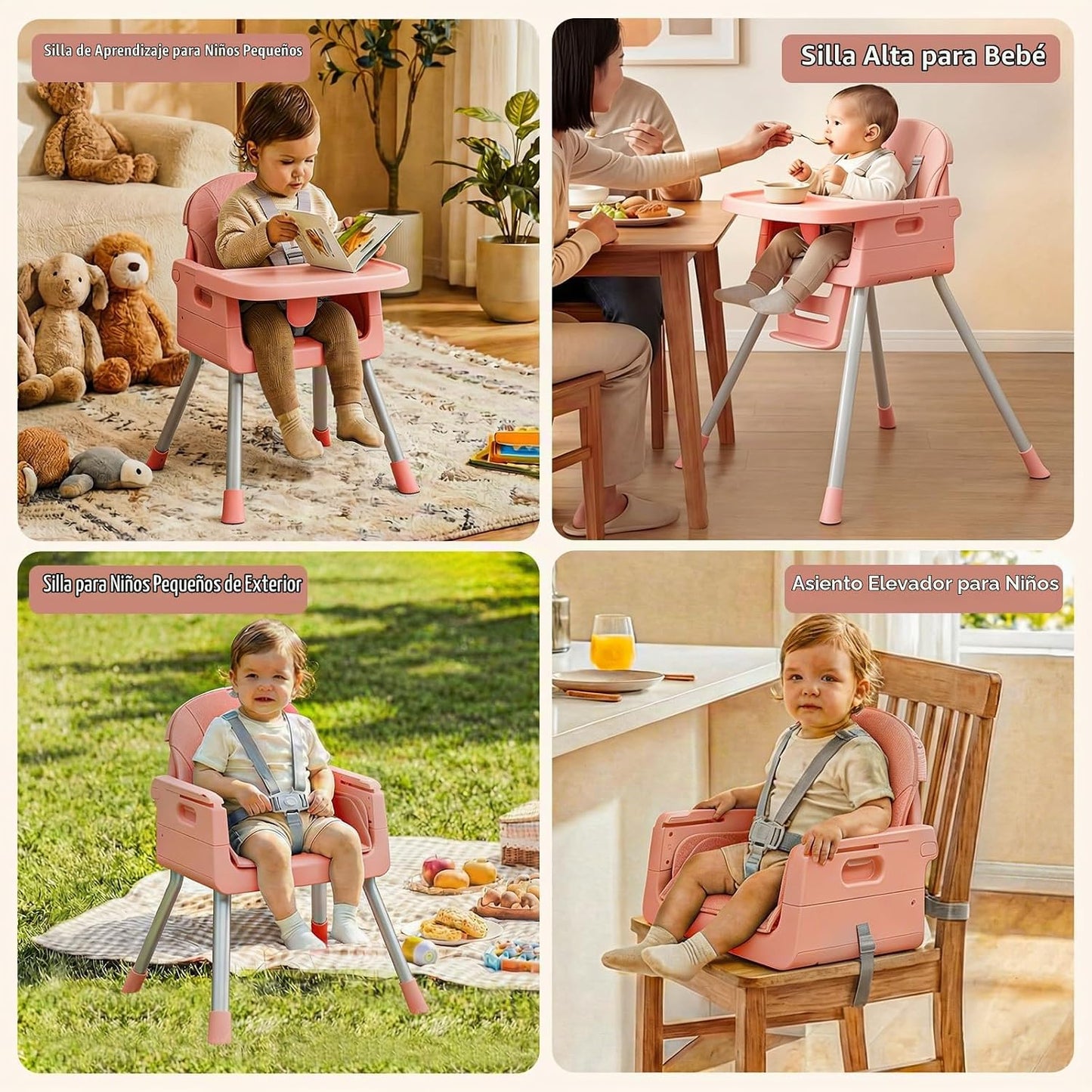 Silla alta 3 en 1 para bebés y niños pequeños, asiento y comedor de...