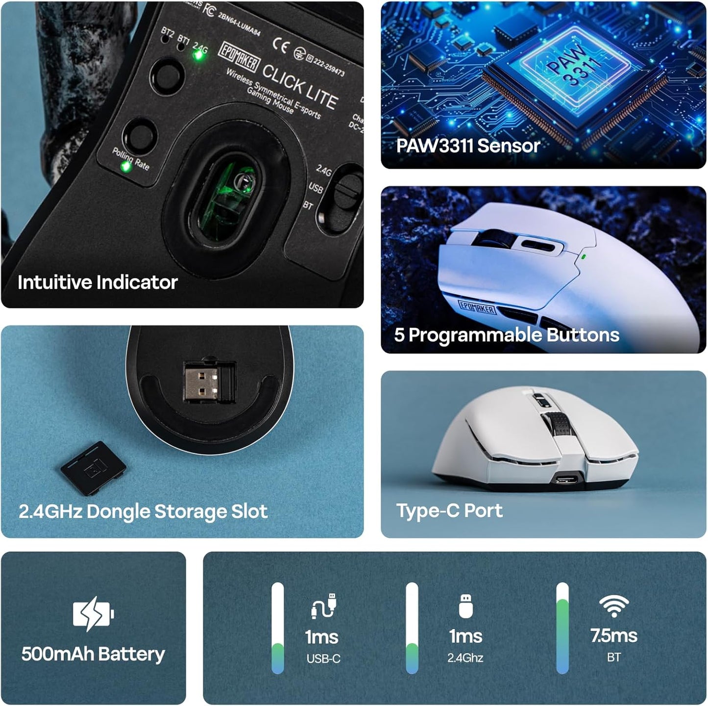 EPOMAKER Aula S102 PRO Teclado de membrana para juegos con pantalla...